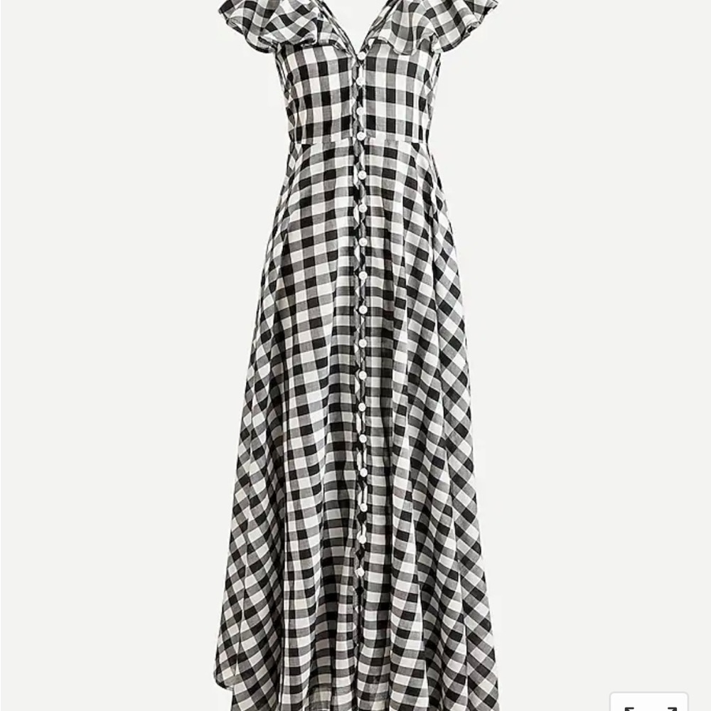 J crew gingham ruffle button front maxi dress S